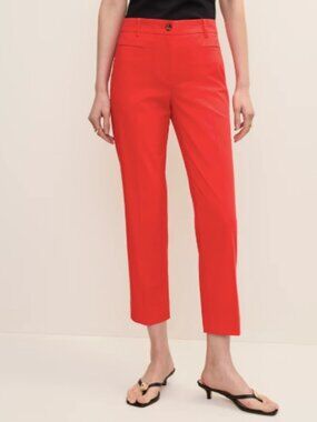 NWT Ann Taylor Curvy Cotton Crop Pant Orange (6)